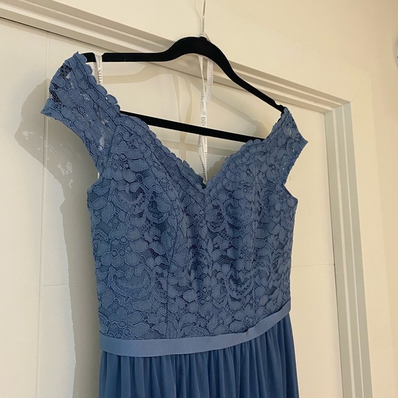 SOLD OFF SITE: David’s Bridal Blue Bridesmaid/Wedding Guest Dress Size 4 - Picture 3 of 9
